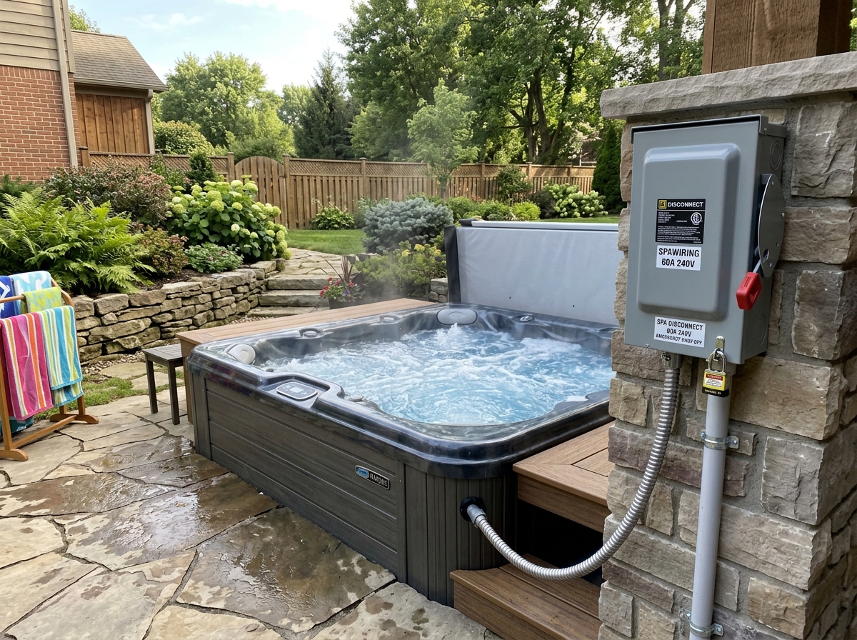 Outdoor GFCI electrical disconnect box for hot tub in Ajax by ROMAG Electric
